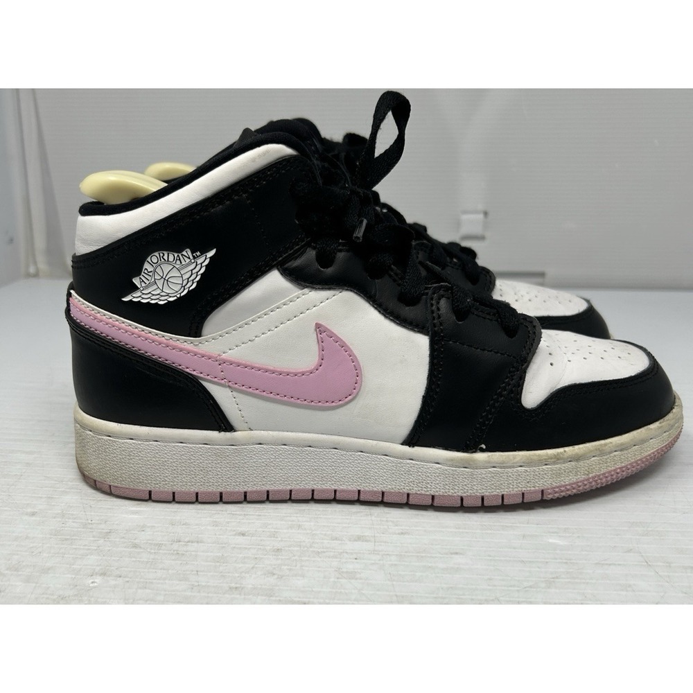 Nike Air Jordan 1 Mid Athletic Shoes Youth Girls 6Y Light Arctic Pink 555112-103